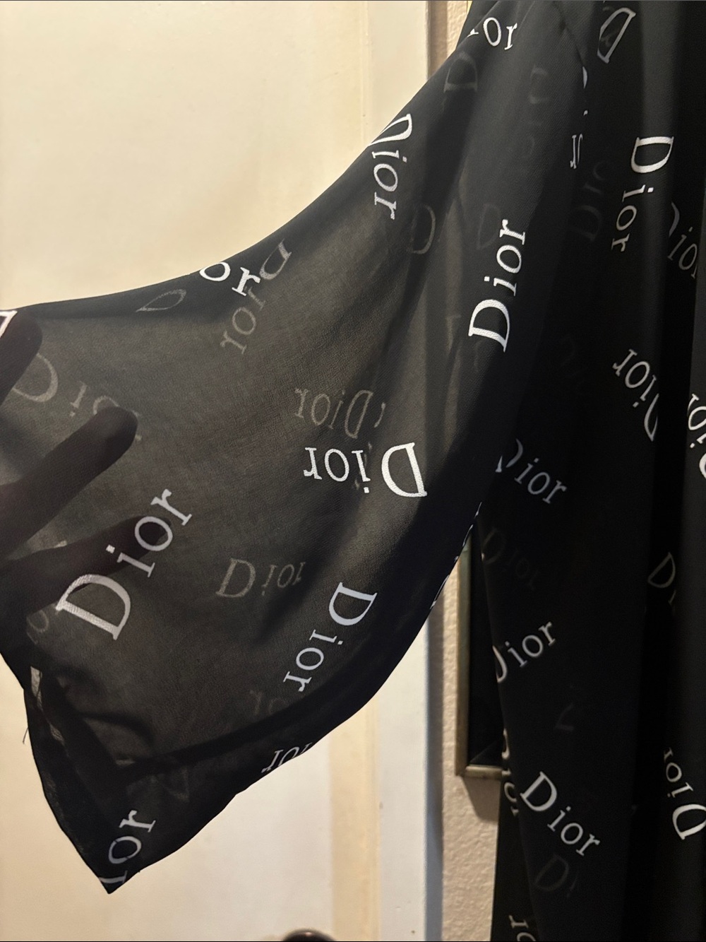 Dior Black Sheer Duster Logo Print - Picture 3 of 4